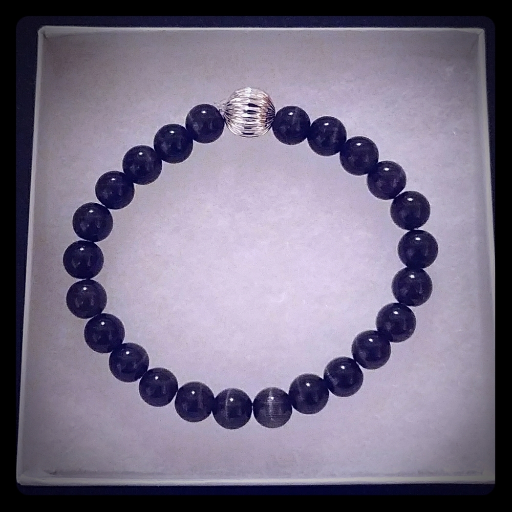 Jet Black Cat Eye Stone Bracelet